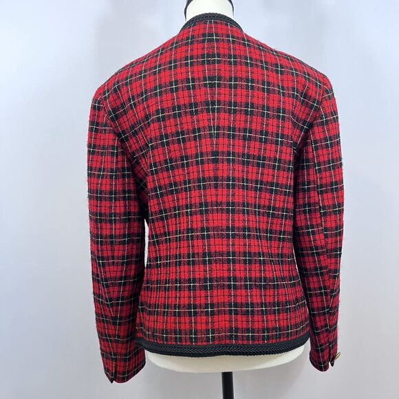 Pendleton wool red tartan plaid vintage blazer button jacket womens sz 10 - Picture 5 of 10